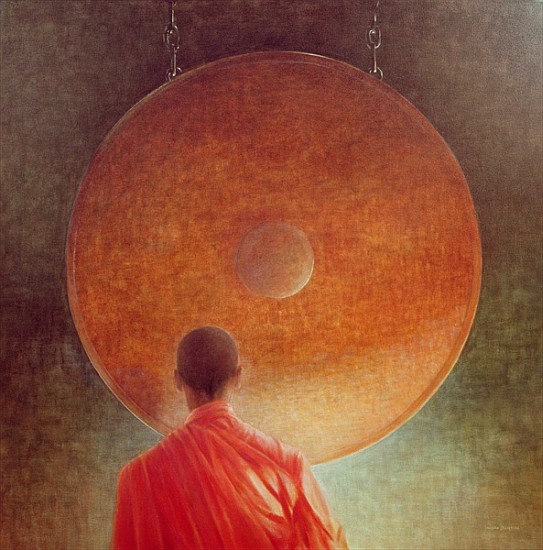 Young Monk with Gong (oil on canvas)  from Lincoln  Seligman