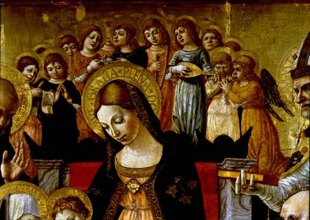 The Marriage of Saint Catherine of Siena, detail of the head of the Virgin and angels from Lorenzo d'Alessandro  da Severino II