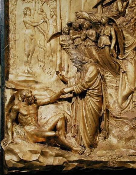 The Story of Adam, detail of the Creation of Adam and the Temptation of Adam and Eve, from one of th from Lorenzo Ghiberti