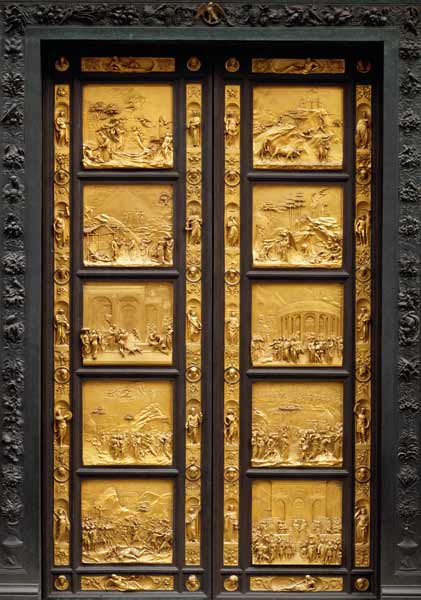 The Gates of Paradise (East Doors) comprising 10 relief panels depicting Old Testament scenes from Lorenzo Ghiberti