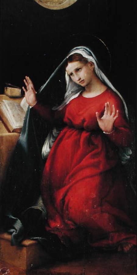 The Virgin, right hand panel from the Annunciation from Lorenzo Lotto