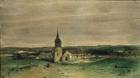 Church and Village in the Middle of a Field, Montigny