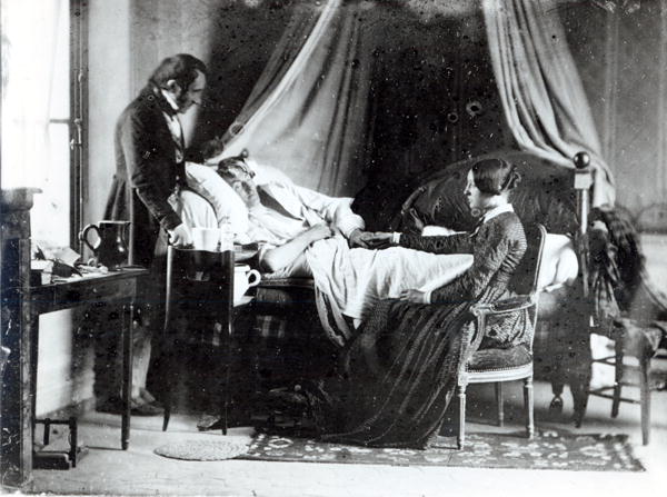 The Visit of the Doctor to the Patient, c.1840-50 (b/w photo)  from Louis-Adolphe Humbert de Mollard