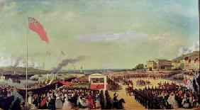 Napoleon III (1808-73) Welcoming Queen Victoria (1819-1901) at the Port of Boulogne, 18th August 185