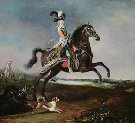 Equestrian portrait of Marie Antoinette in hunting attire