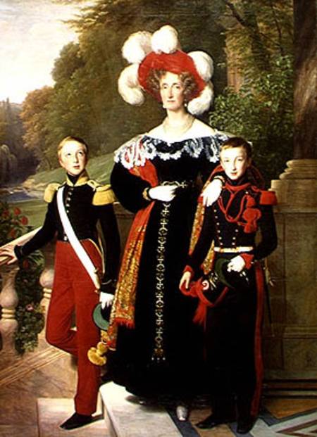 Marie Amelie of Bourbon-Sicile (1782-1866) and her sons, Henri of Orleans (1822-97) Duke of Aumale a from Louis Hersent
