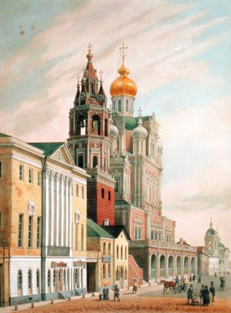 The Assumption Church at Pokrovskaya street in Moscow, printed by Lemercier, Paris from Louis Jules Arnout