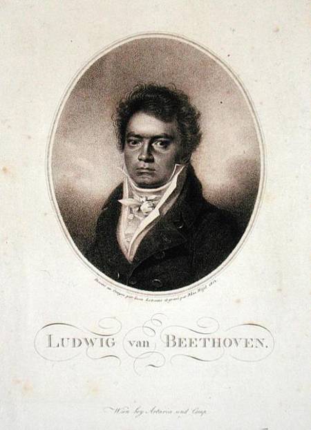 Ludwig van Beethoven (1770-1827) engraved by Blasius Hofel (1792-1963) from Louis Rene Letronne