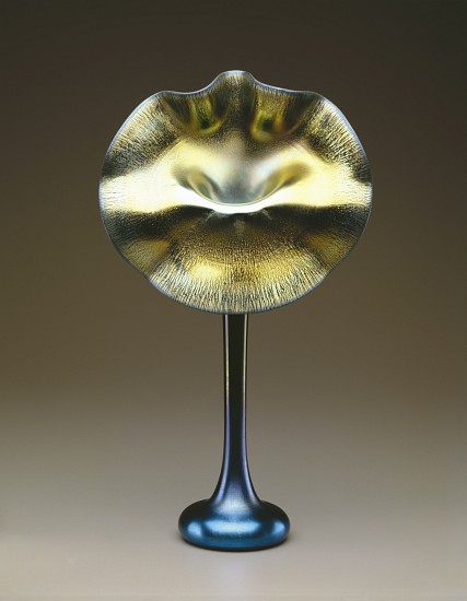Blue and gold favrile 'Jack-in-the-Pulpit' vase from Louis Comfort Tiffany