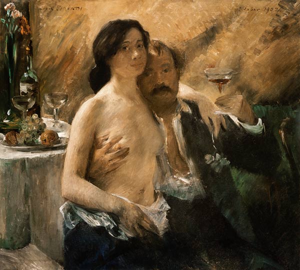 Self-portrait with his wife and champagne glass. from Lovis Corinth