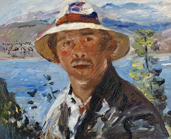 Self-portrait with straw hat from Lovis Corinth