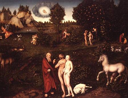 Adam and Eve in the Garden of Eden from Lucas Cranach the Elder