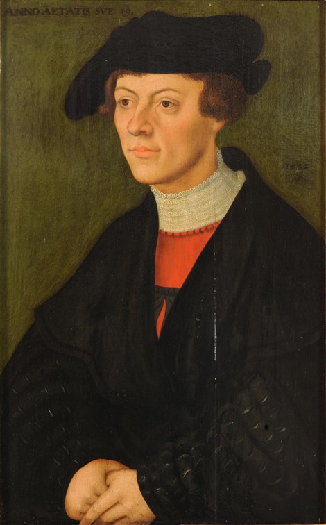 Portrait of a 19-year-old young man in black clothes from Lucas Cranach the Elder