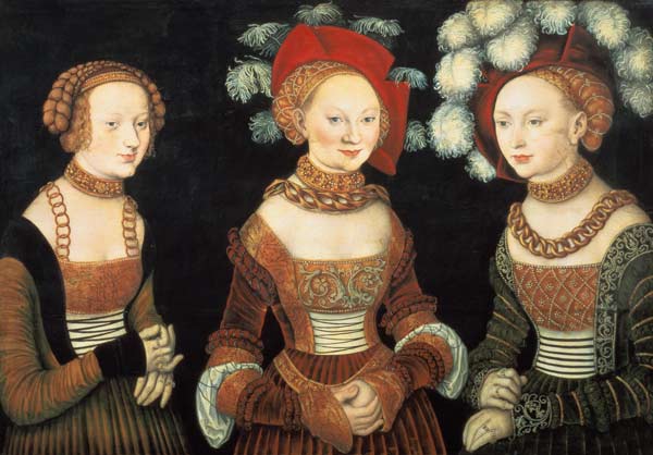 Three princesses of Saxony, Sibylla (1515-92), Emilia (1516-91) and Sidonia (1518-75), daughters of from Lucas Cranach the Elder