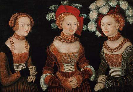Three princesses of Saxony, Sibylla (1515-92), Emilia (1516-91) and Sidonia (1518-75), daughters of c.1535