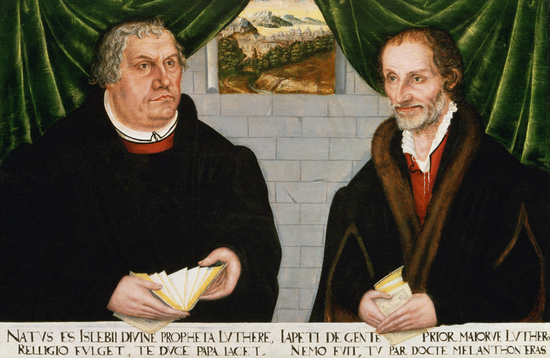 Double Portrait of Martin Luther (1483-1546) and Philip Melanchthon (1497-1560) from Lucas Cranach d. J.