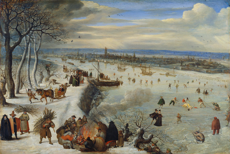 View of Antwerp with Frozen Schelde from Lucas van Valckenborch