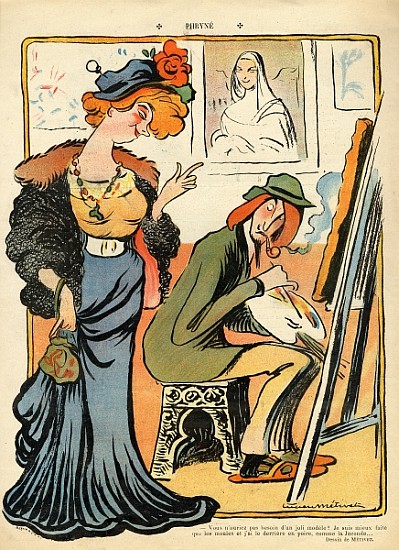 Phryne: caricature of an artist''s model, from the back cover of ''Le Rire'', 23rd February 1907 from Lucien Métivet