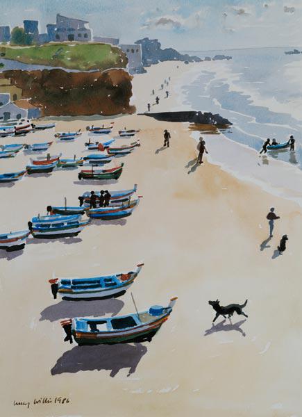 Boats on the Beach, 1986 (watercolour on paper) 