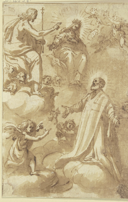 Der Heilige Antonius von Padua wird von Maria und Christus in den Himmel aufgenommen from Ludovico Cardi da Cigoli