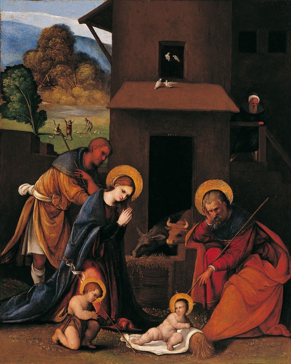 The Nativity with the Annunciation to the Shepherds from Ludovico Mazzolino