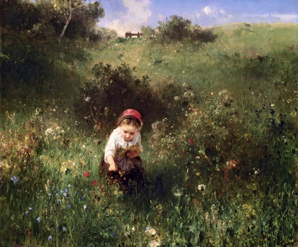 A Young Girl in a Field from Ludwig Knaus