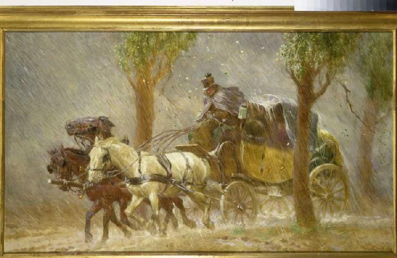 Mail coach in the rain from Ludwig Koch