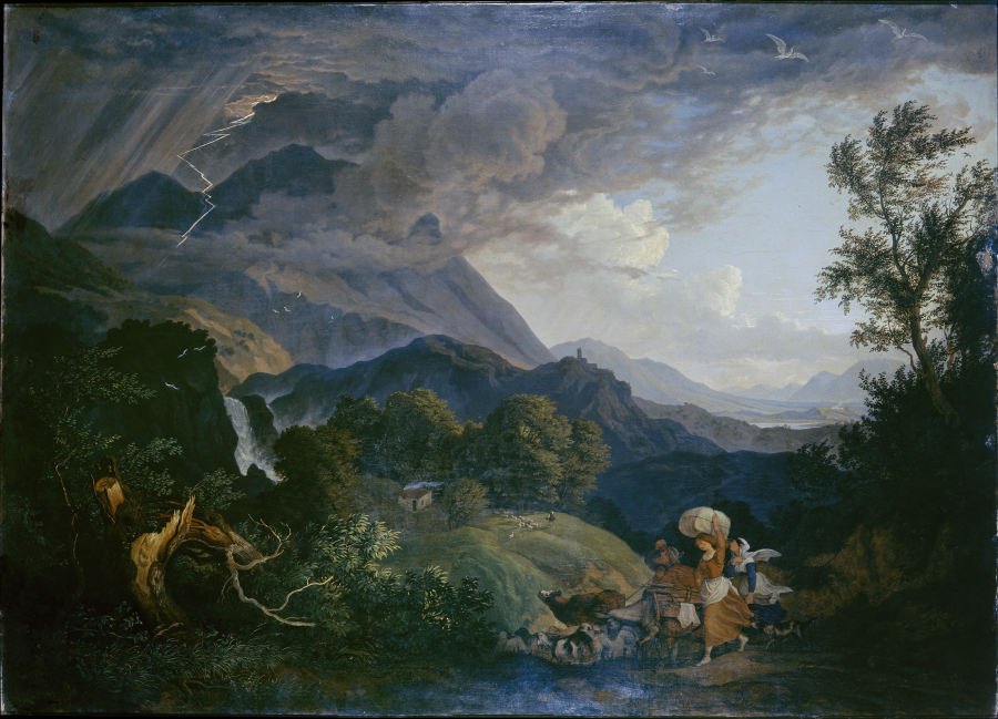 Thunderstrom over Monte Scalambra near Olevano in the Sabine Mountains from Ludwig Richter
