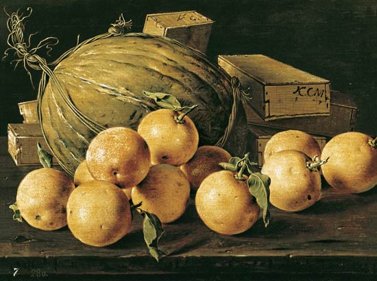 Still Life of Oranges, Melons and Boxes of Sweets from Luis Melendez