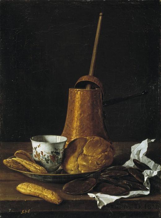 Still life with chocolate and pastries from Luis Egidio Melendez