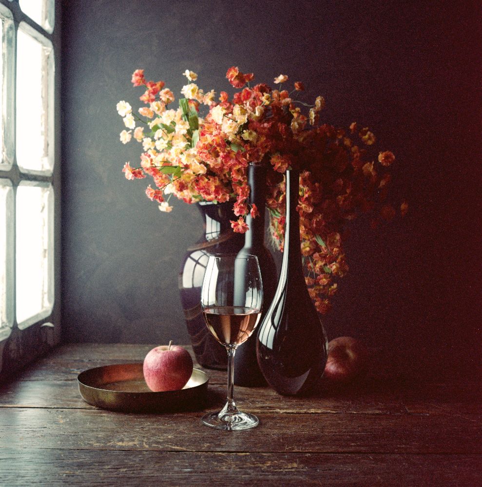 Still Life with Wine and an Apple from Luiz Laercio