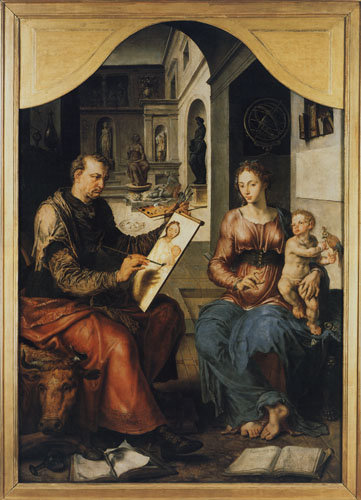 Lukas paints the Madonna from Maerten van Heemskerck