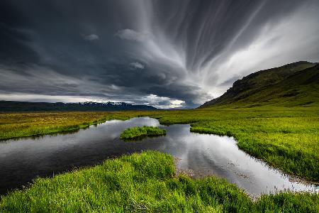 Stormy Iceland lake
