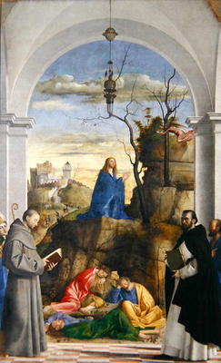 Agony in the Garden with SS. Dominico, Mark, Louis of Toulouse and Francis of Assisi, 1510 (oil on c from Marco Basaiti