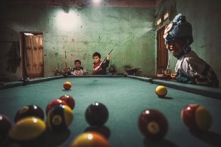 Playing snooker in the mountains