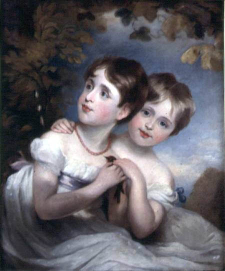 Two Girls with a Bird from Margaret Sarah Carpenter