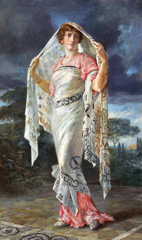 Portrait of Henriette Fortuny in the Pompeian robe from Mariano Fortuny y Madrazo