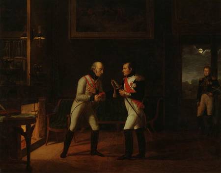 Meeting of Napoleon Bonaparte (1769-1821) and Archduke Charles (1771-1847) of Austria at Stammersdor from Marie Nicolas Ponce-Camus