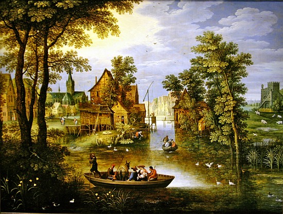 A river landscape with the Flight into Egypt from Marten Ryckaert