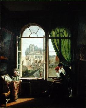 View of Saint-Eustache Church from a House on Rue Platriere or, The Artist's Interior