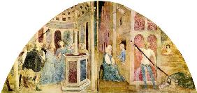 Saint Catherine and the Emperor Maxentius. Fresco in the Basilica di San Clemente