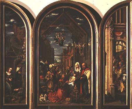 Triptych, depicting the Adoration of the Magi (centre), the Nativity (left) and the Circumcision (ri from Master of Frankfurt