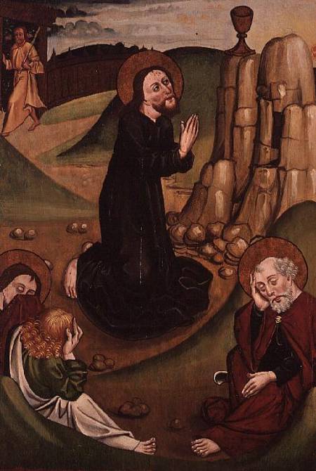 The Agony in the Garden (tempera on panel) from Master of Janosret