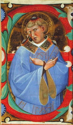 Historiated initial 'E' depicting St. Stephen (vellum) from Master of San Michele of Murano