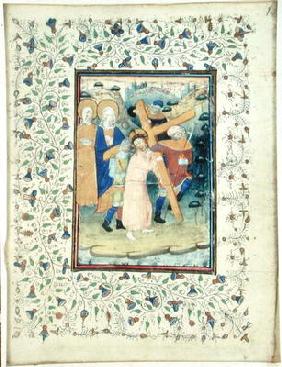 The Carrying of the Cross, from a Book of Hours, Bruges (vellum)