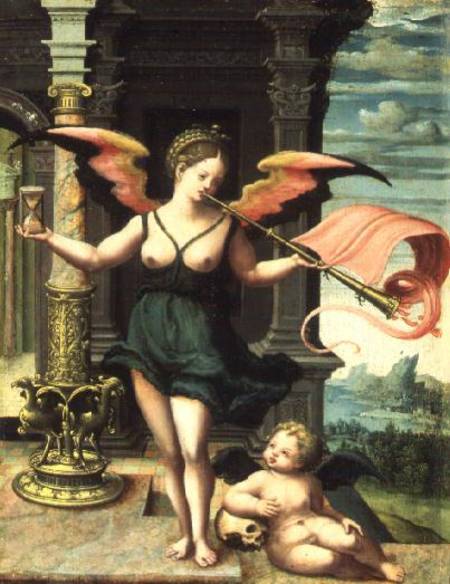 An Allegory of Fame (panel) from Master of the Female Half Lengths