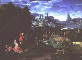 The Rest on the Flight into Egypt, landscape painted by Joachim Patinir
