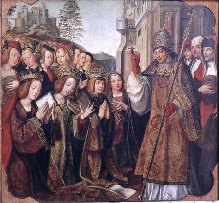 The Pope Blessing St. Auta, St. Ursula and Prince Etherius, from the St. Auta Altarpiece from Master of the St. Auta Altarpiece