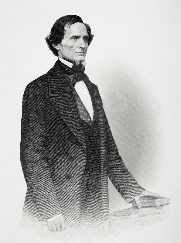 Portrait of Jefferson Davis (1808-1889) (litho) from Mathew Brady