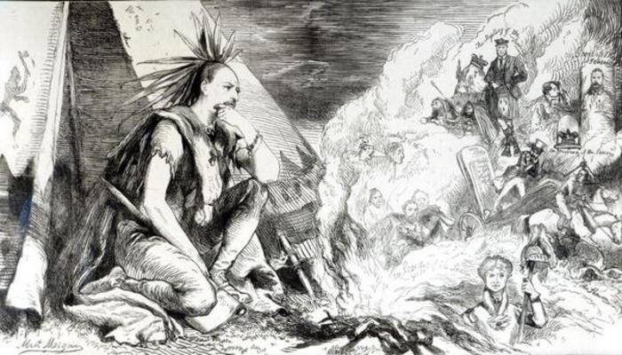 'Pictures in the Fire', cartoon from 'Tomahawk' magazine, August 24th 1867 (litho) (b/w photo) from Matthew "Matt" Somerville Morgan